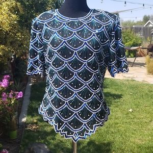 Laurence Kazar Vintage Beaded Top